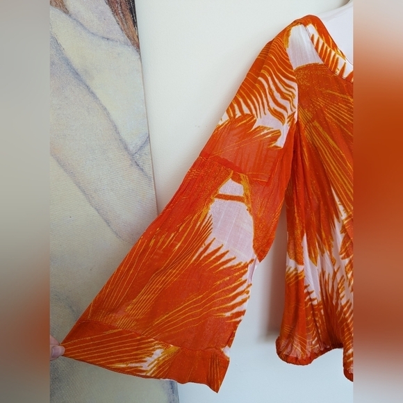 Diane von Furstenberg orange palm tunic top 6 medium - Picture 2 of 10